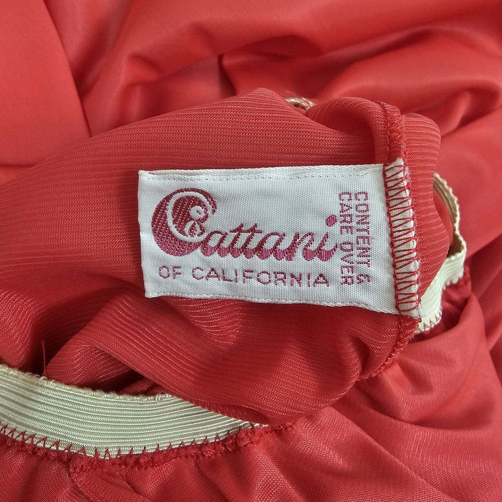 Vintage 70s Cattani of California Dark Pink Nylon Disco Hostess Palazzo Jumpsuit - Picture 11 of 12